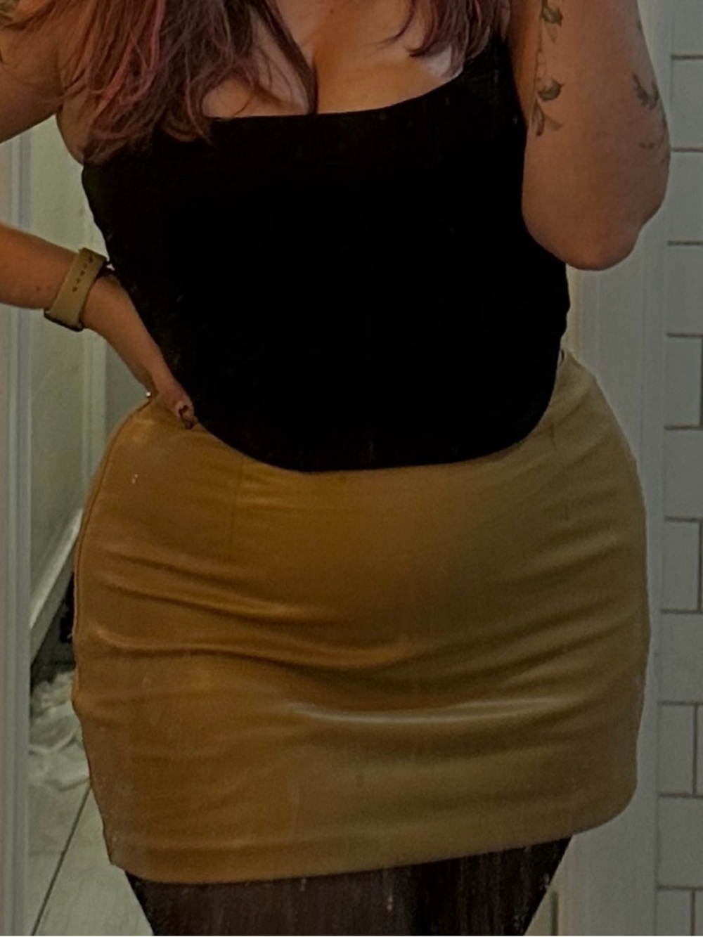 Abercrombie & Fitch Tan Vegan Leather Mini Skirt